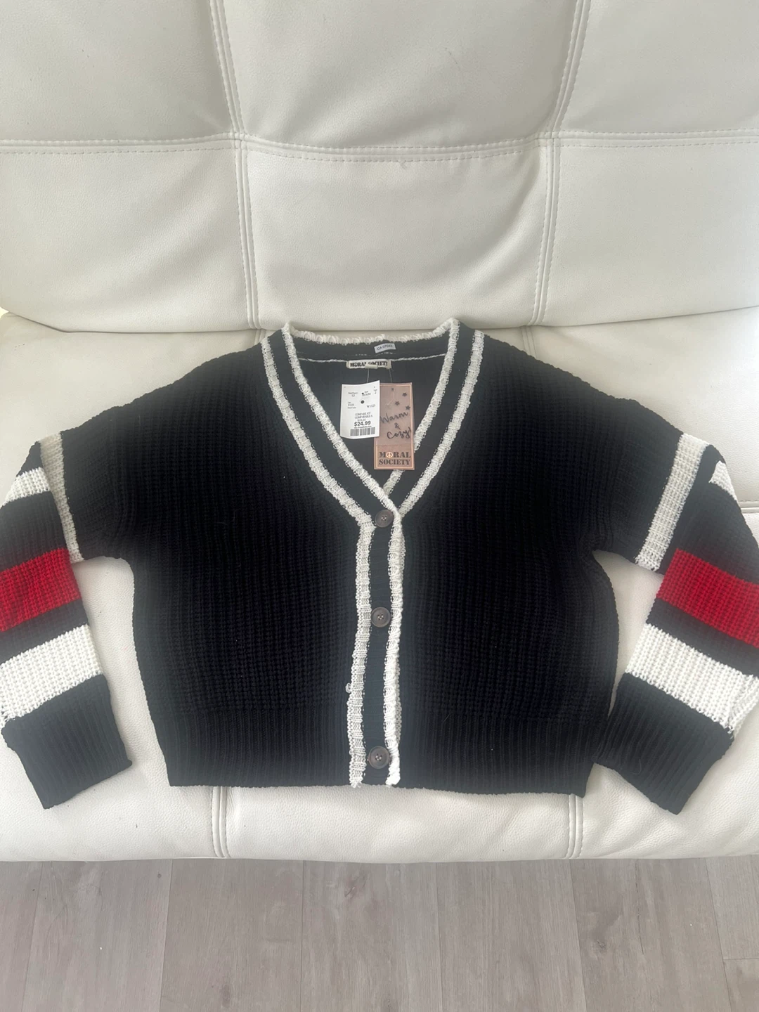 Moral Society Black Cardigan Sweater Size M