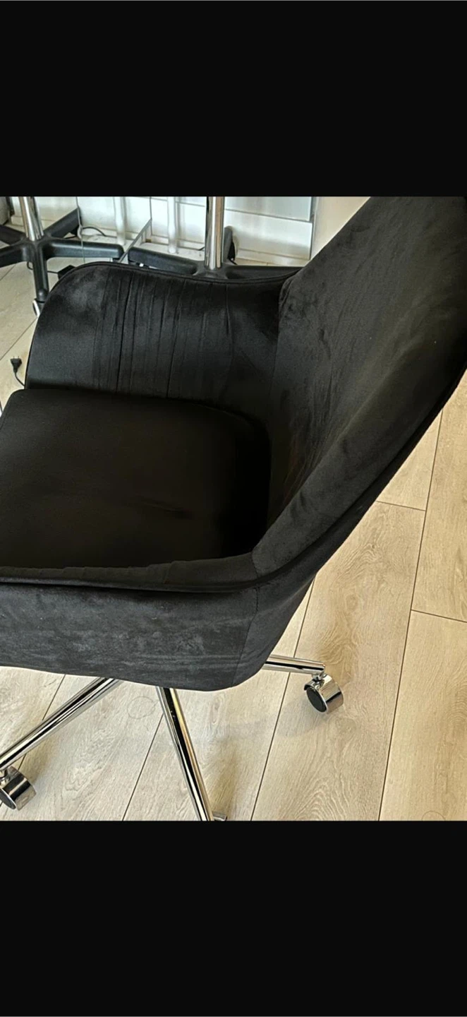 Black Velvet Office Chair with Chrome Base