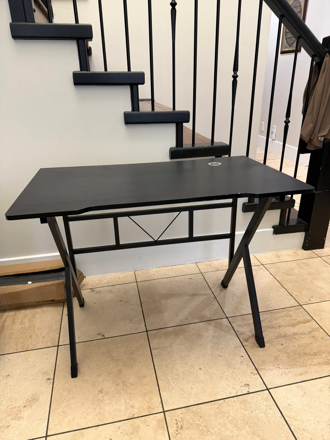 Black Folding Gaming Desk with Cable Hole - photo 2