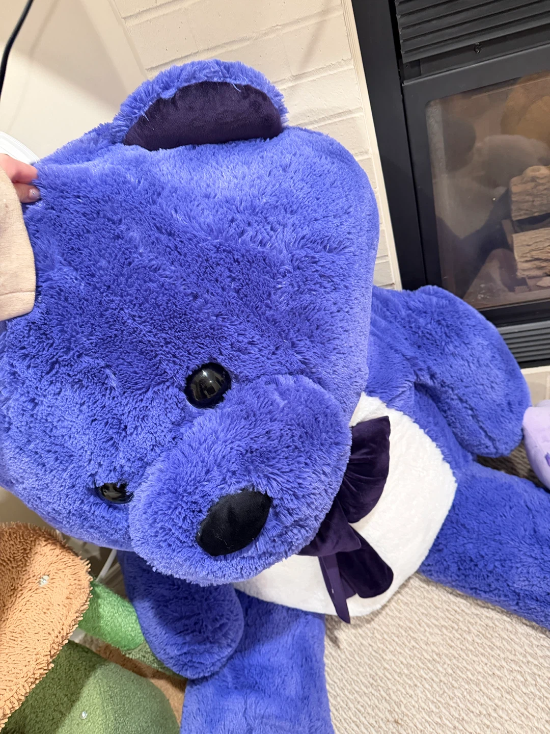 Large Plush Purple Teddy Bear with Bow - photo 2