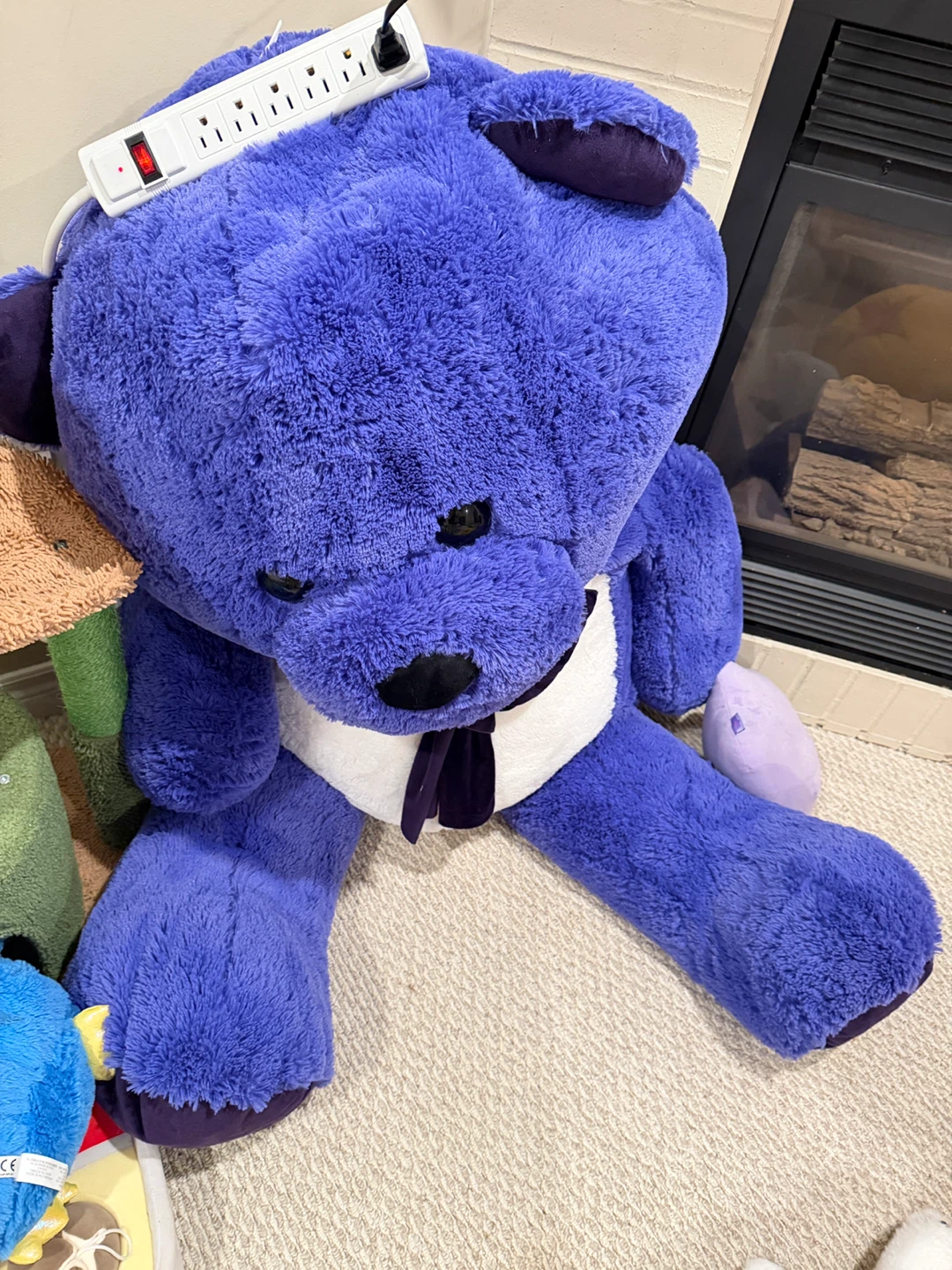 Large Plush Purple Teddy Bear with Bow