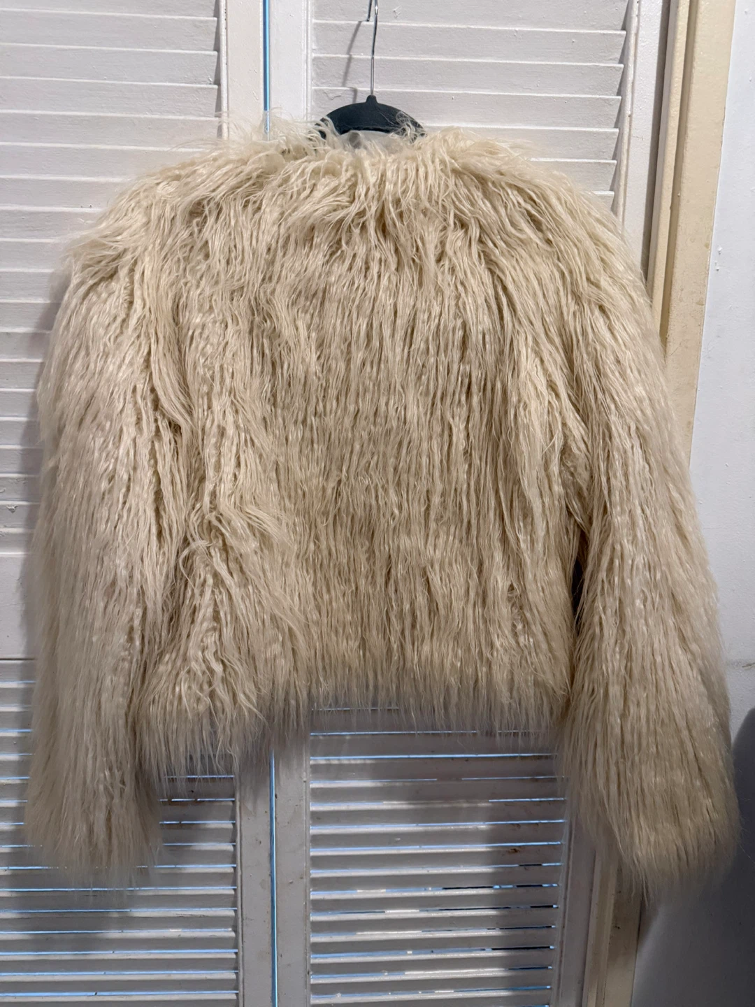 DYNAMITE Faux Fur Shaggy Cropped Jacket Cream Size M - photo 2
