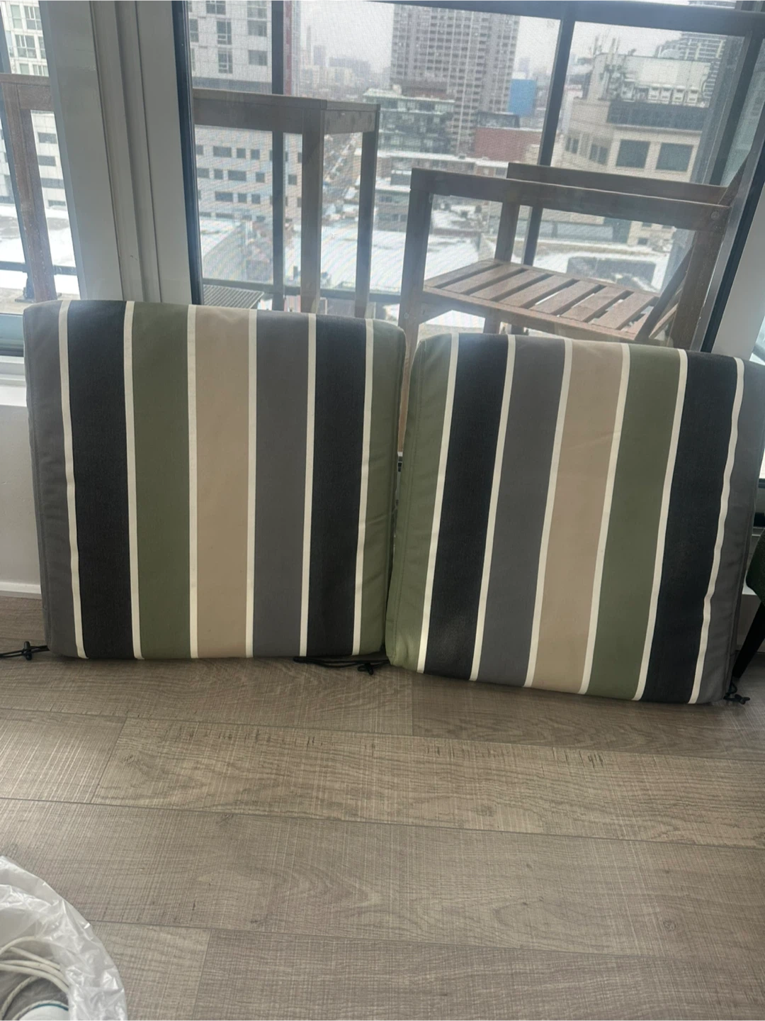 Set of 2 Striped Outdoor Chair Cushions