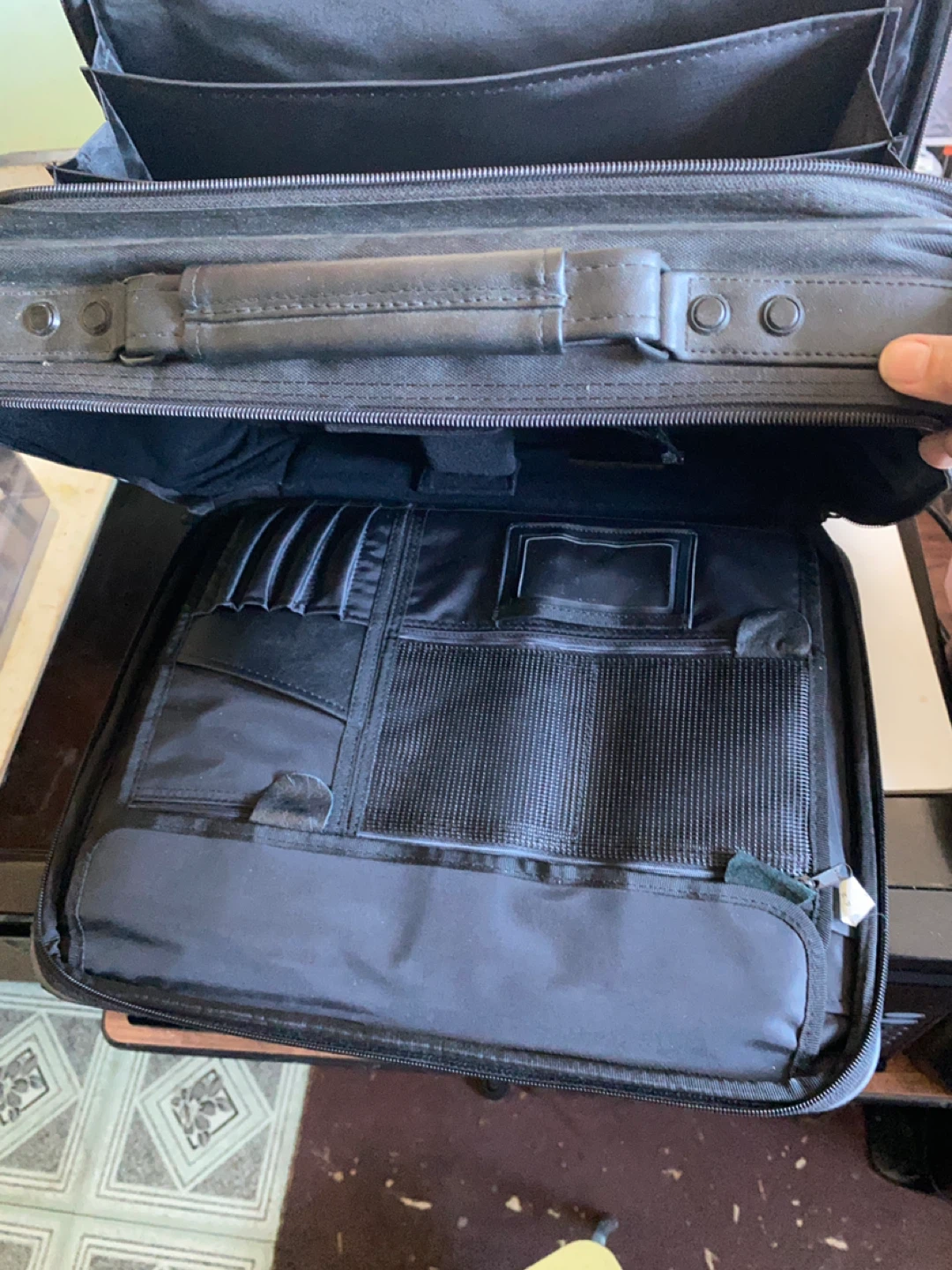 Black Computer Briefcase with Multiple Compartments