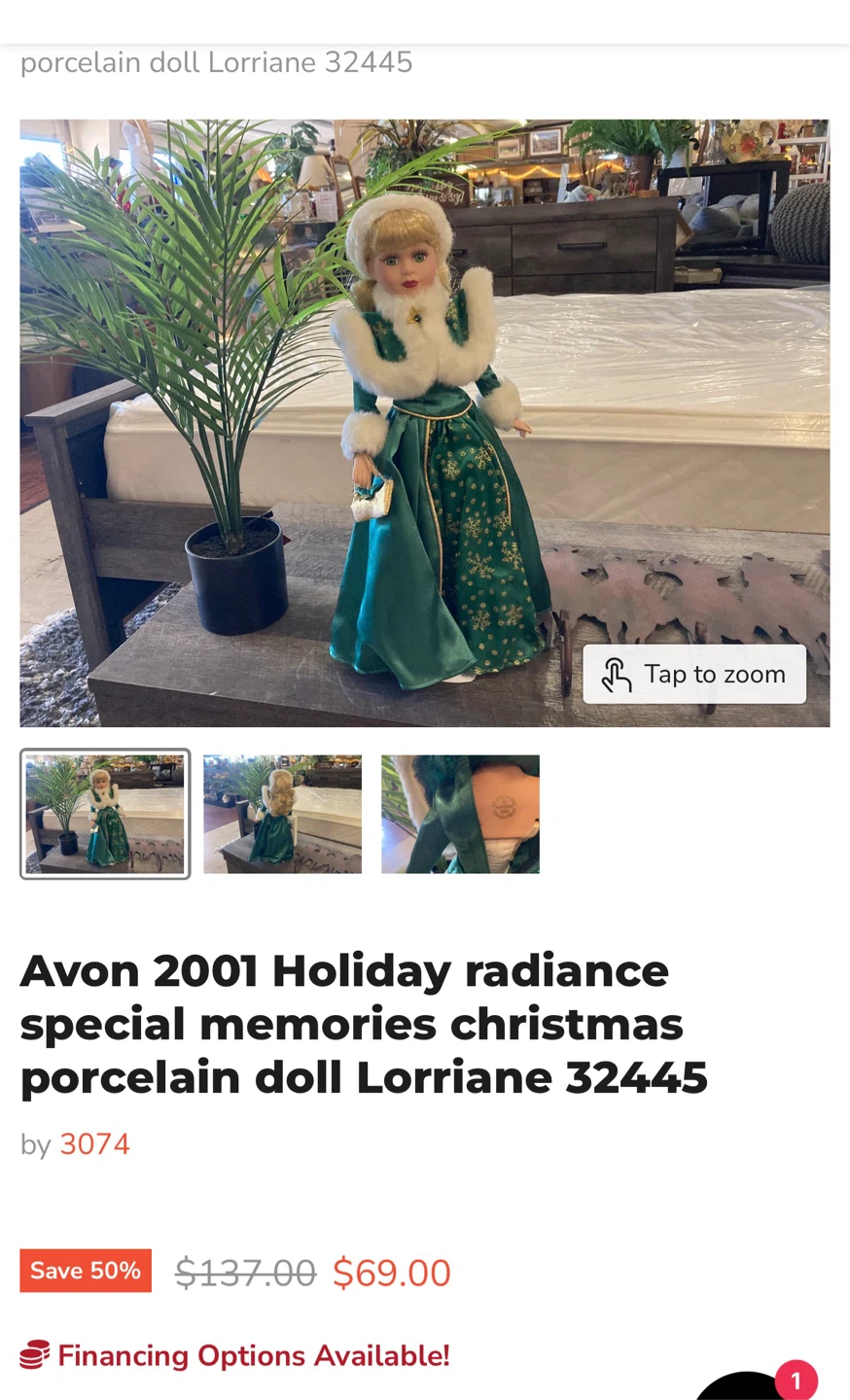 Avon 2001 Holiday Radiance Porcelain Doll Lorriane - photo 4