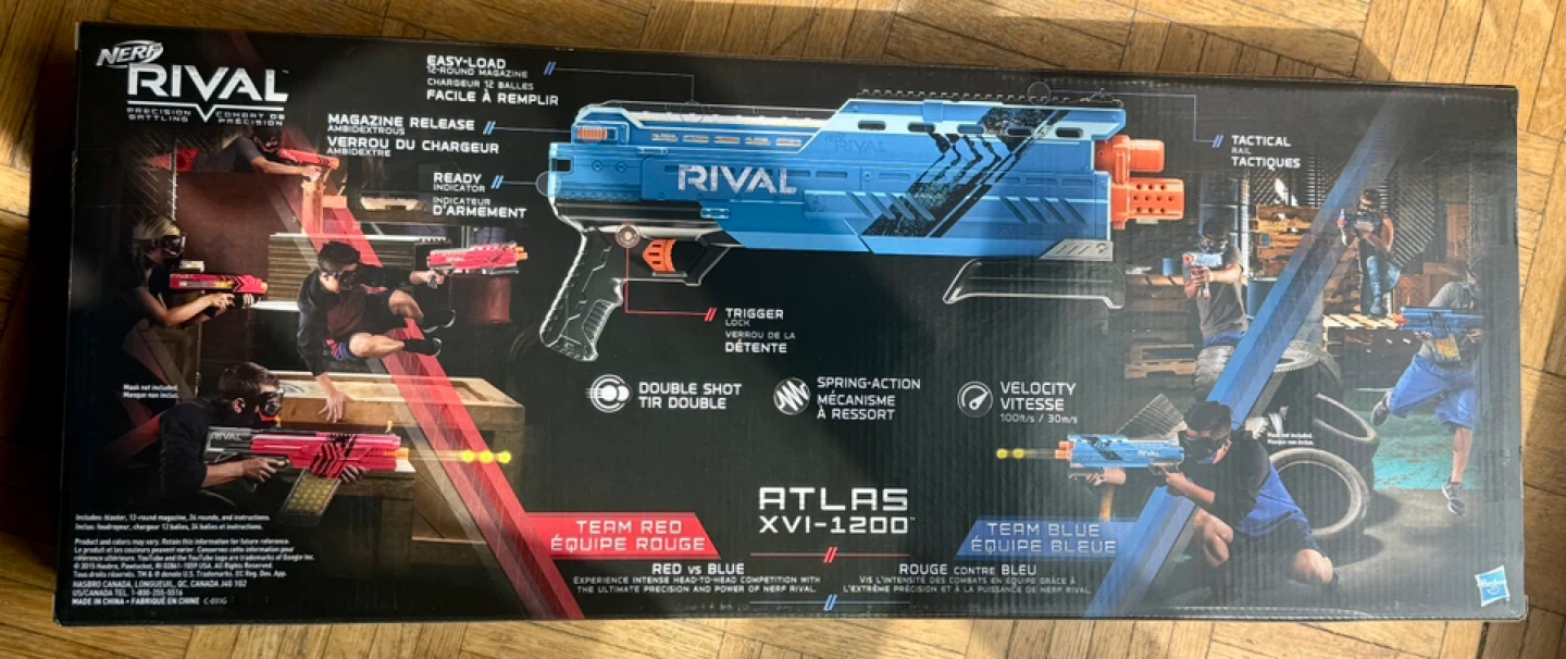 Nerf Rival Blaster Atlas XVI-1200 Blastser ( Red or Blue)