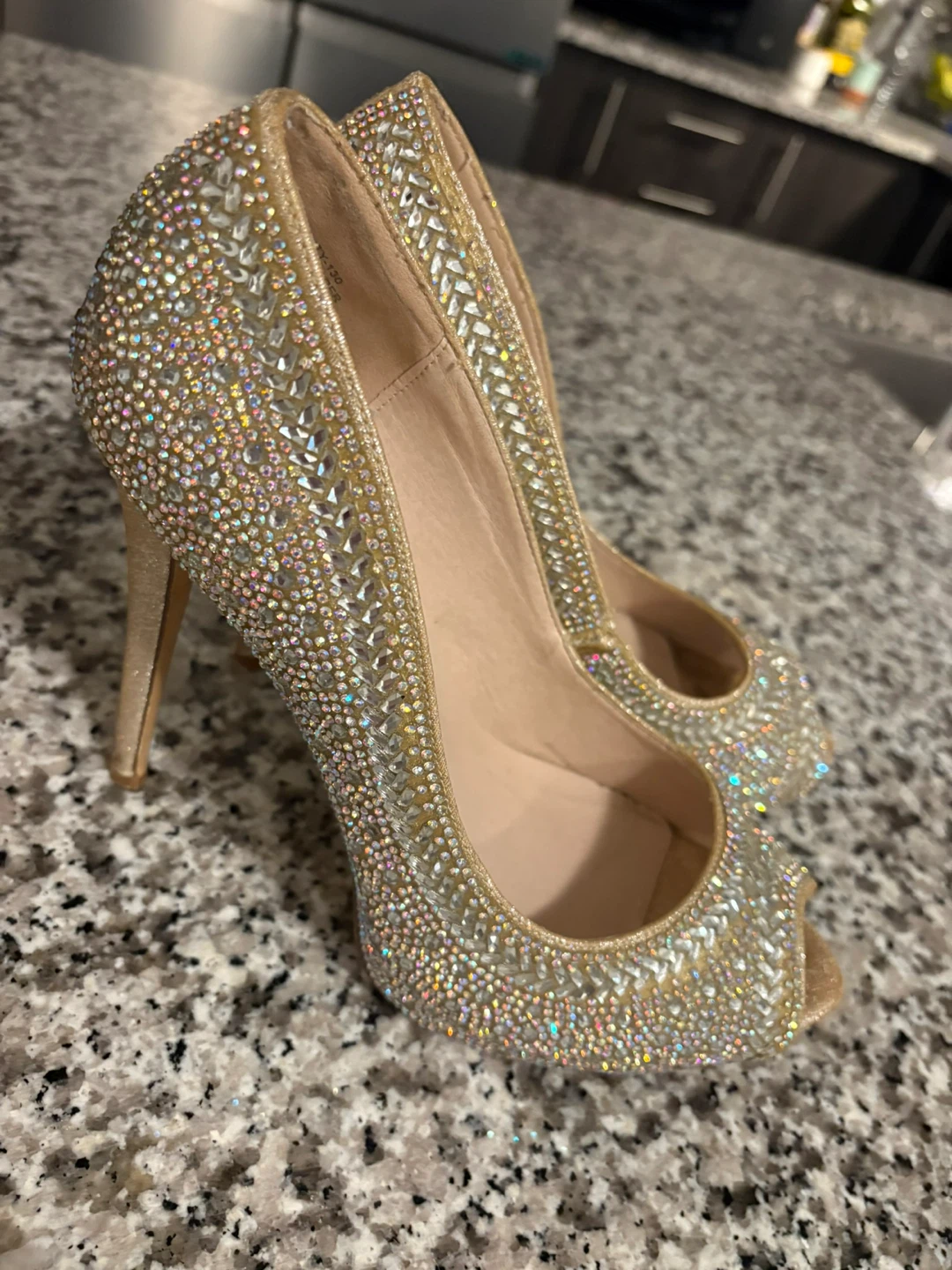 🏆Embellished Peep-Toe Heels