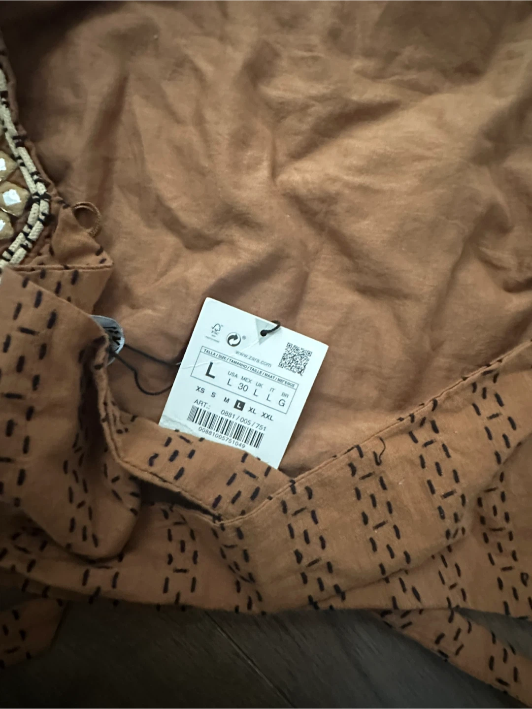 New Zara Brown Beaded Halter Top Size L - photo 3