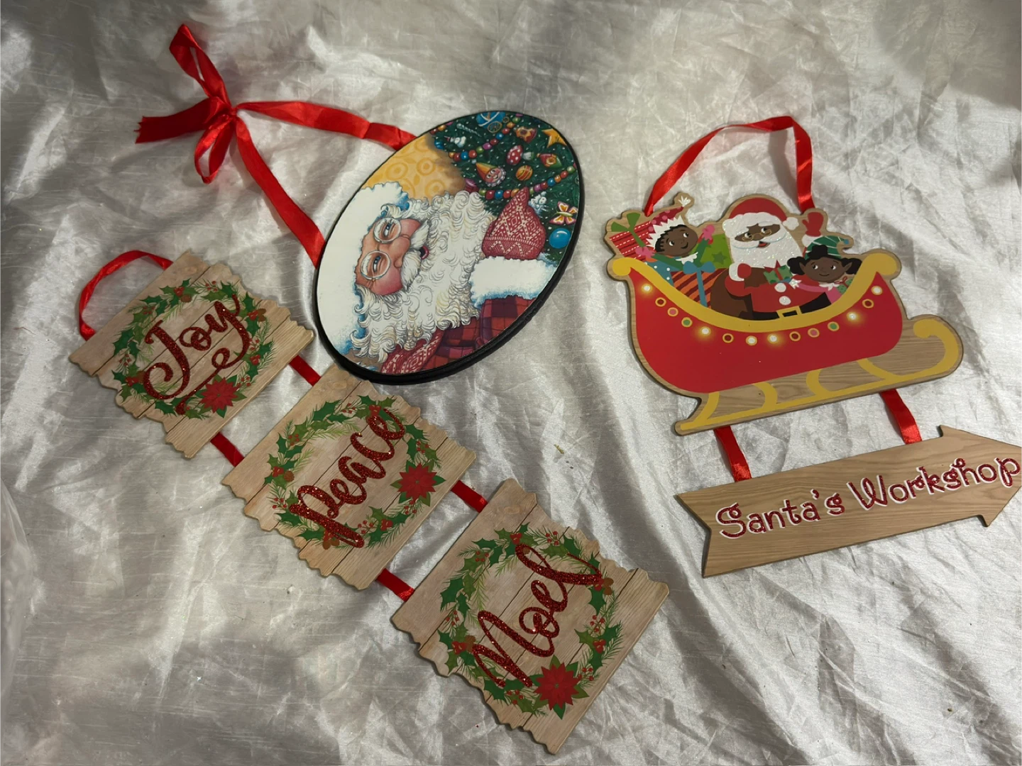 Christmas Decorations - Santa, Sleigh, and Word Banners