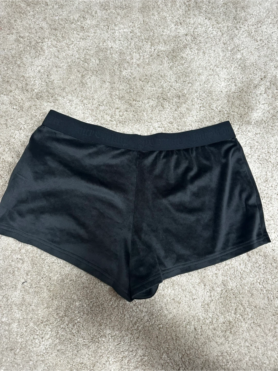 Juicy Couture Black Velour Shorts with Rhinestone Logo - photo 3
