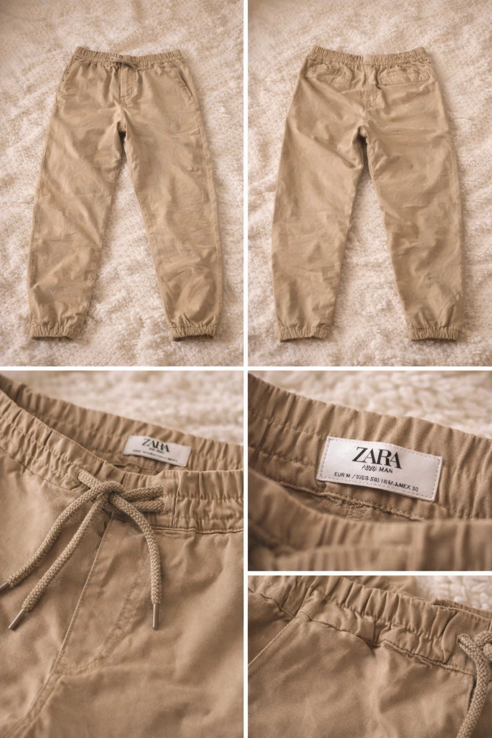 Zara Men's Cargo Jogger Pants - Tan, Size Medium