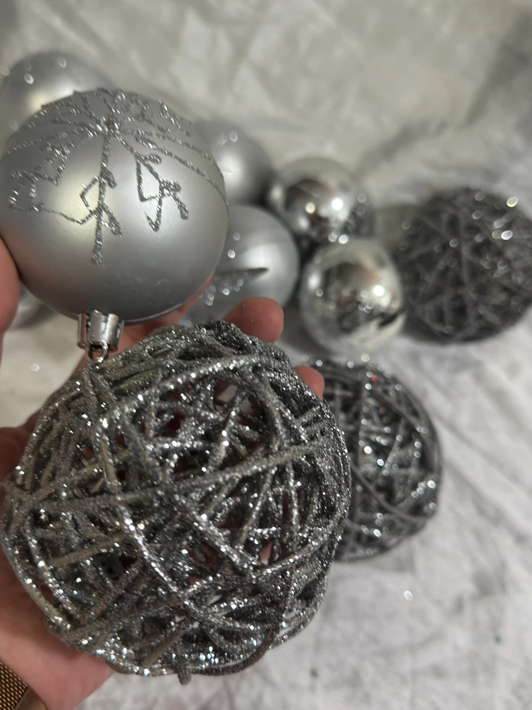 Silver Christmas Ornaments Set - photo 3