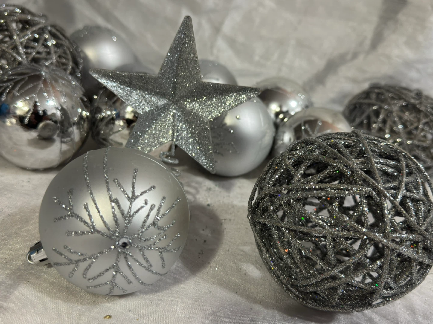 Silver Christmas Ornaments Set - photo 2