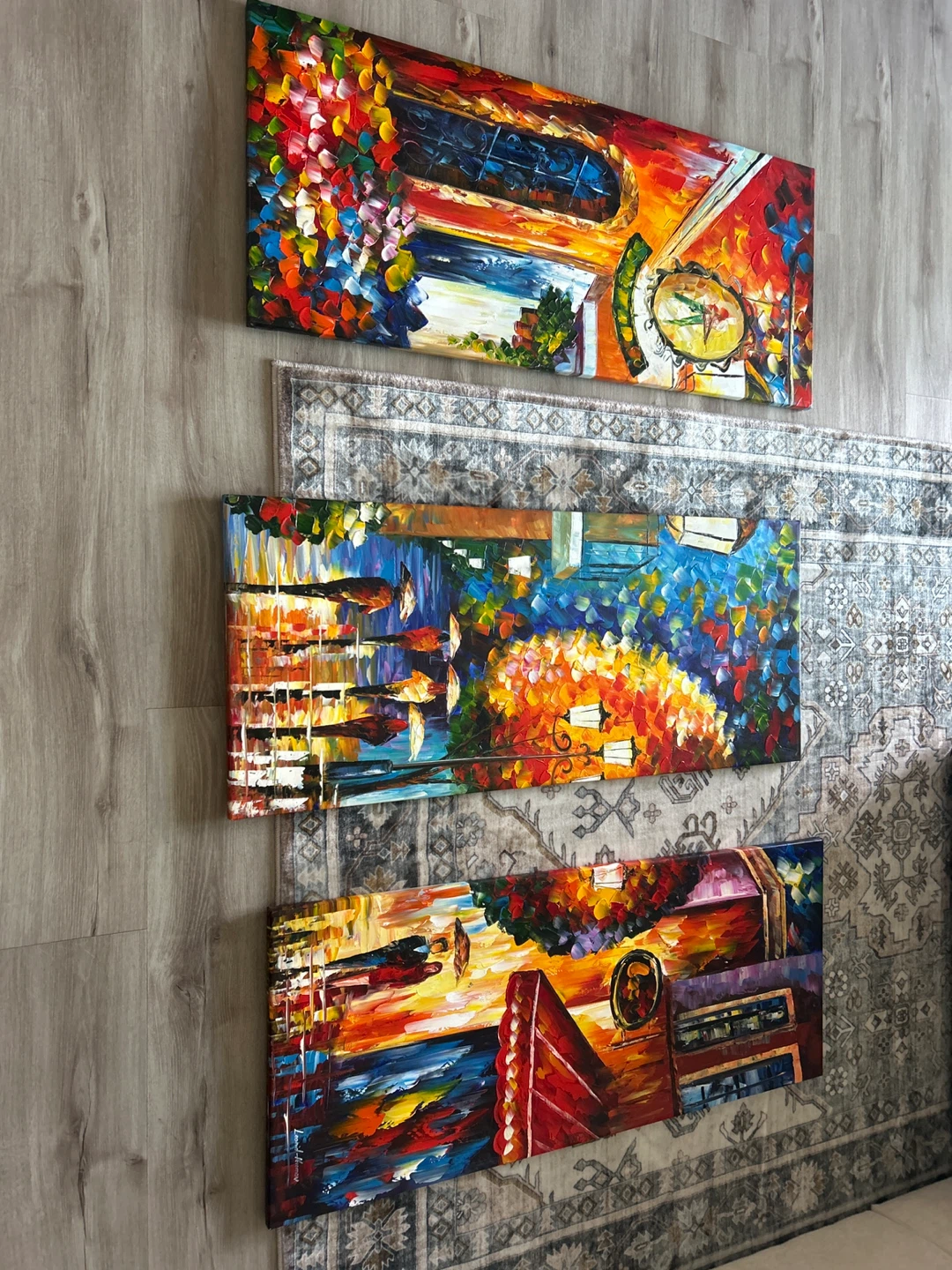 Set of 3 Abstract Textured Canvas Wall Art