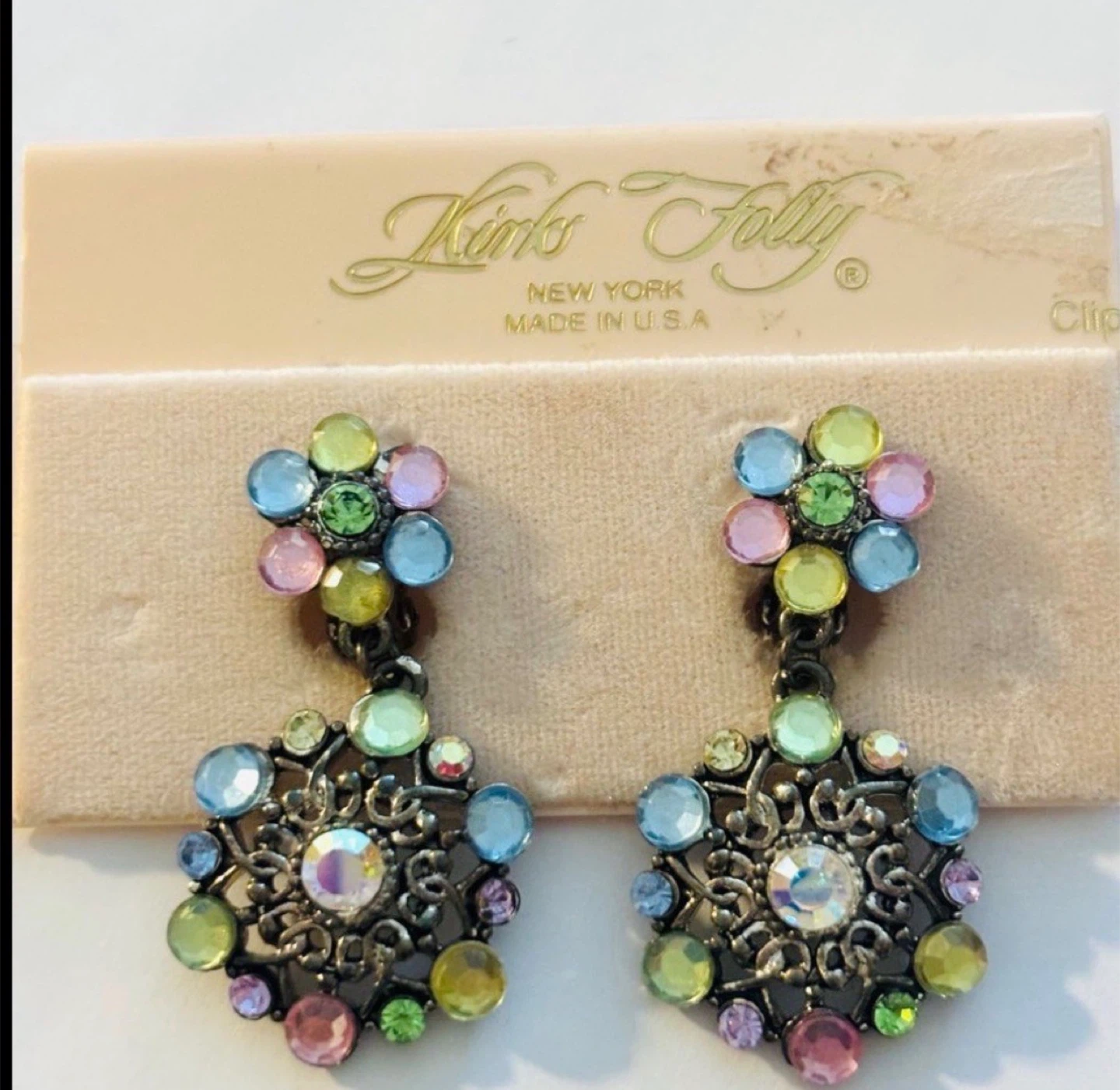 Kirks Folly Crystal Dangle Earrings