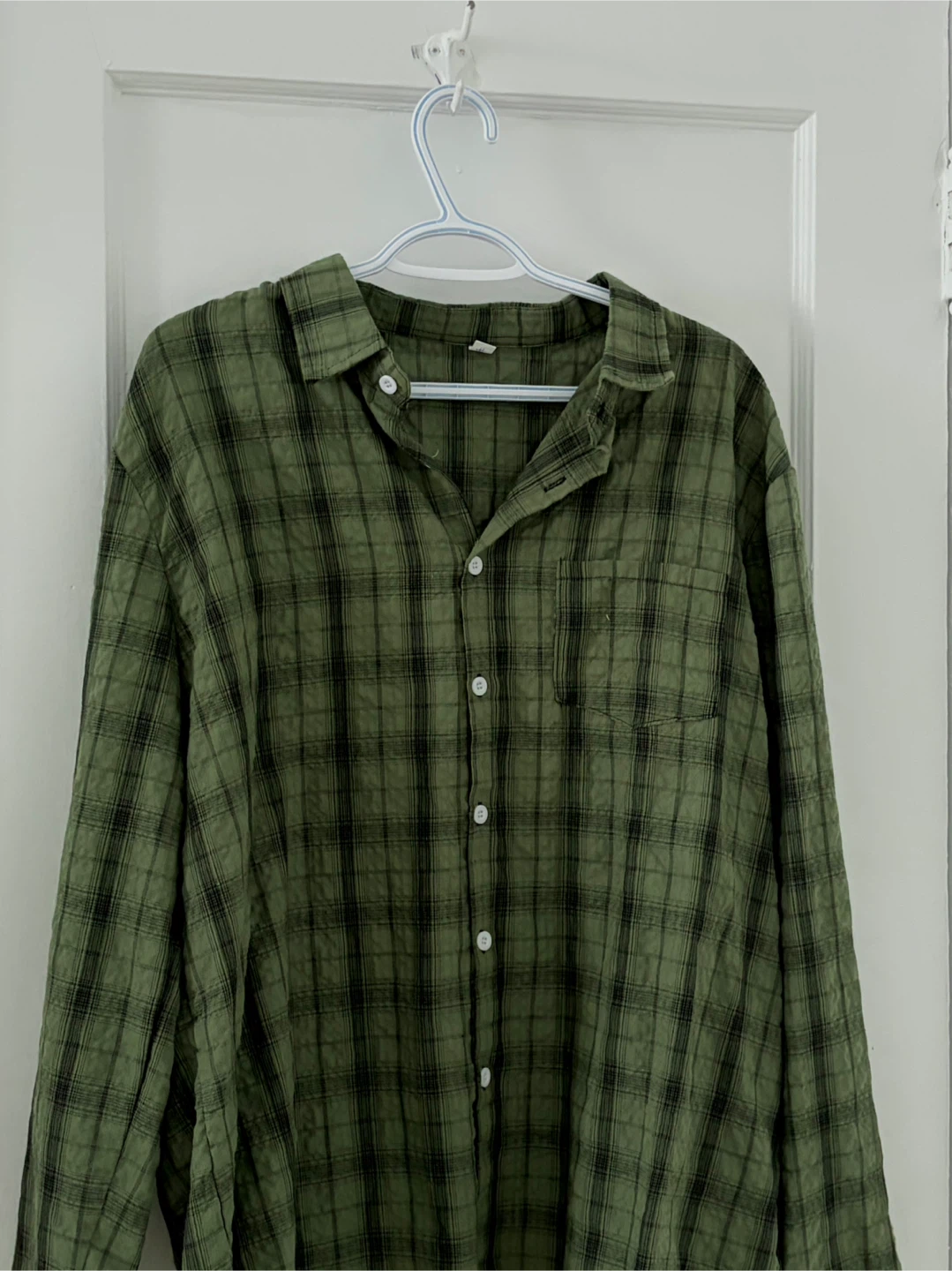 Green Plaid Button-Up Shirt
