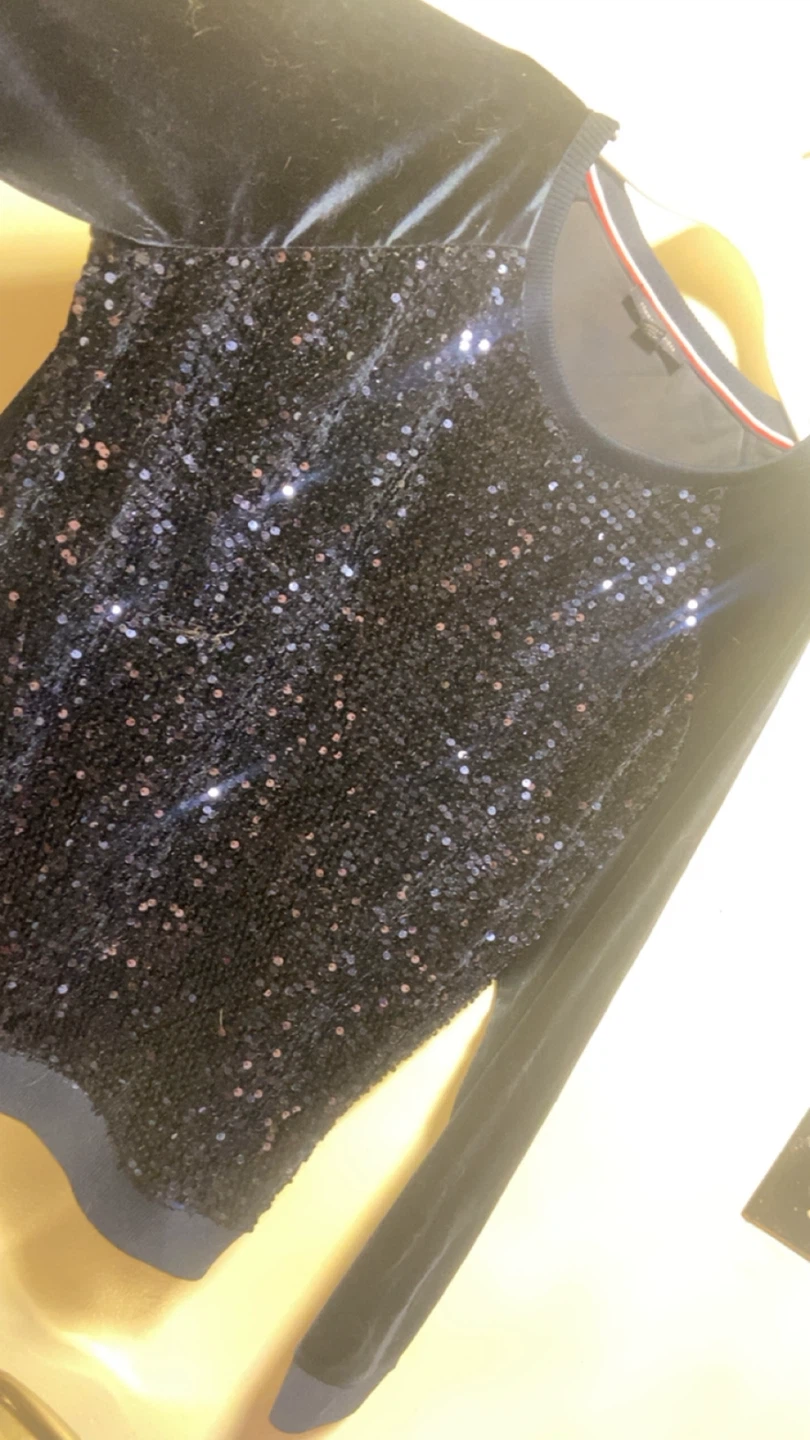 Tommy Hilfiger Sequin Velvet Long Sleeve Top - photo 3
