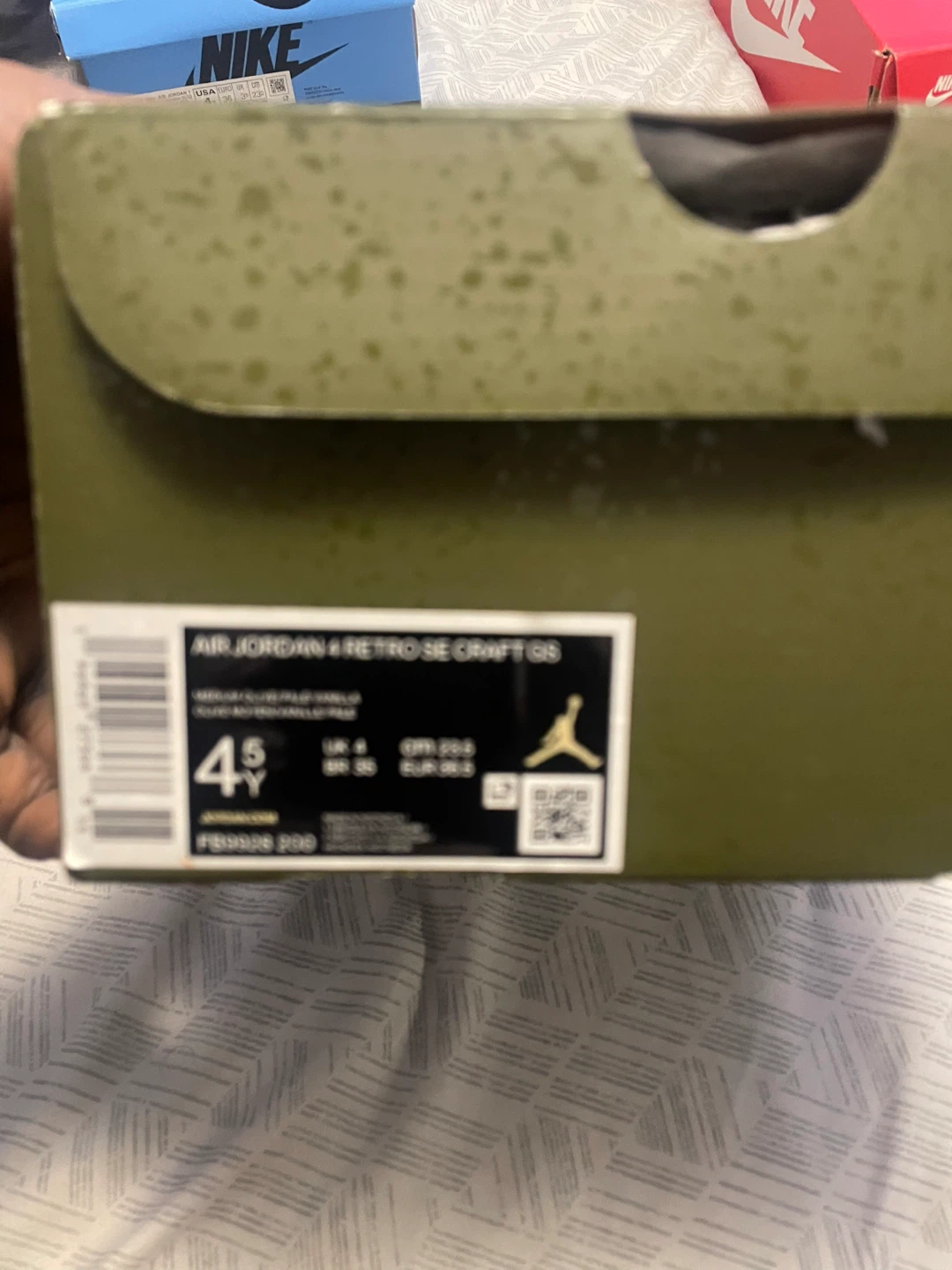 Air Jordan 4 Retro SE Craft GS Olive Green Size 4.5Y - photo 2