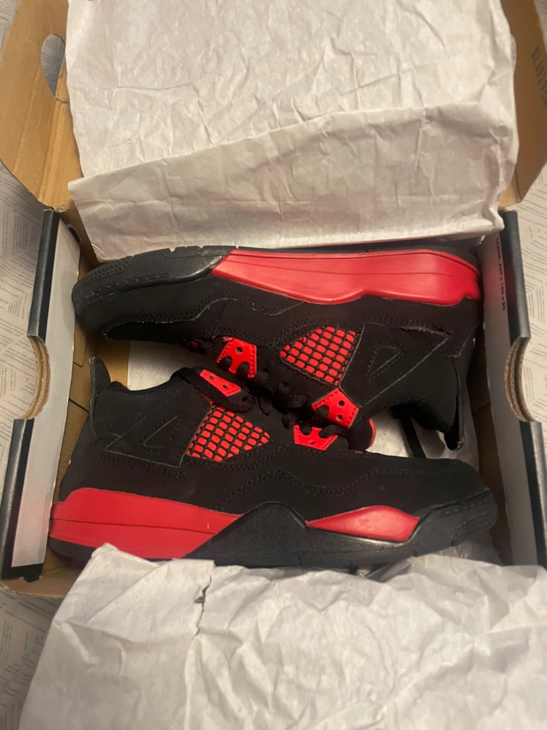 Jordan 4 Retro (PS) Black Red Youth Size 1Y