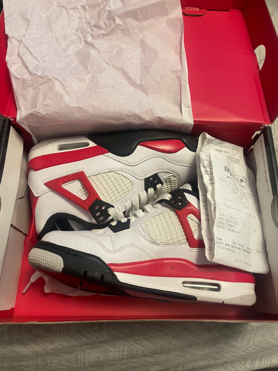 Air Jordan 4 Retro (GS) 4Y White/Red SIZE 4Y