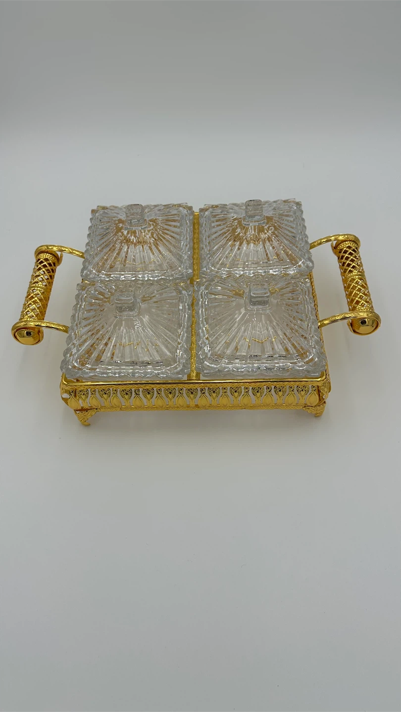 Glass Candy Dish with Lid - Set of 4