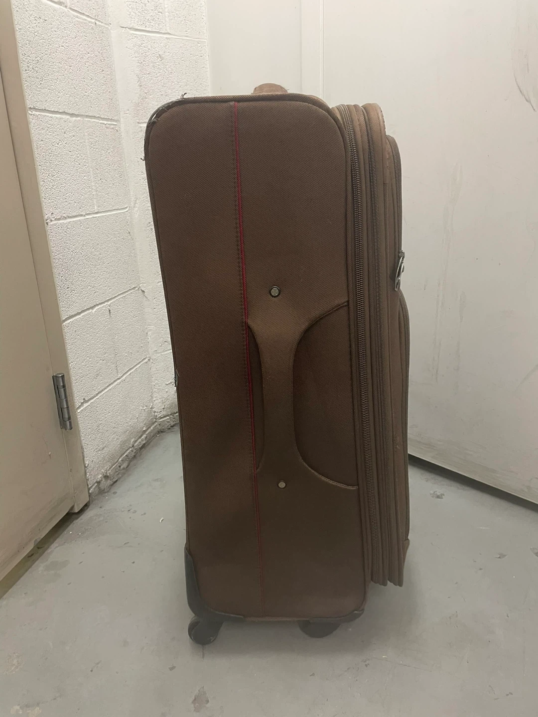 Brown Fabric Suitcase with Telescoping Handle - photo 2