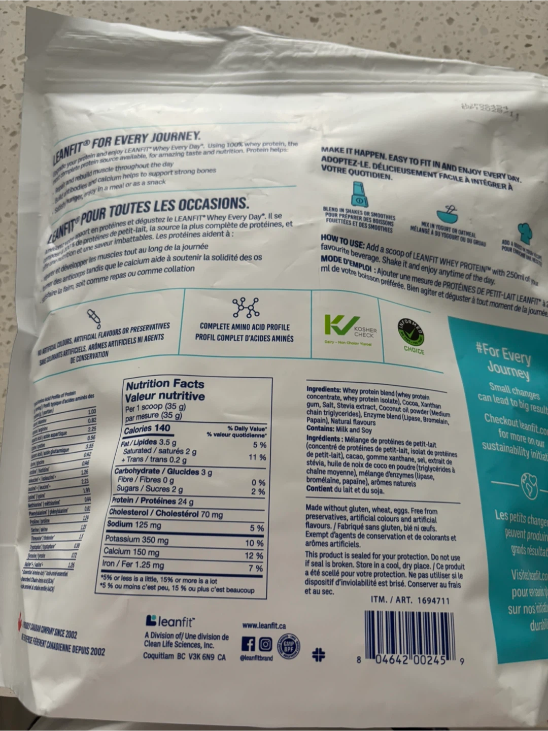 LeanFit Chocolate Whey Protein Powder - photo 2