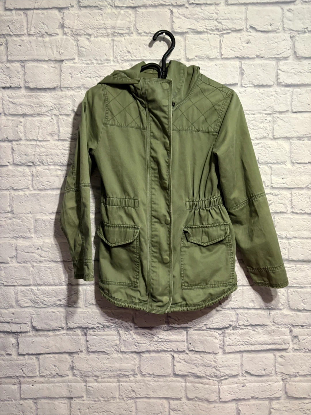 GapKids Olive Green Utility Jacket with Hood - photo 3