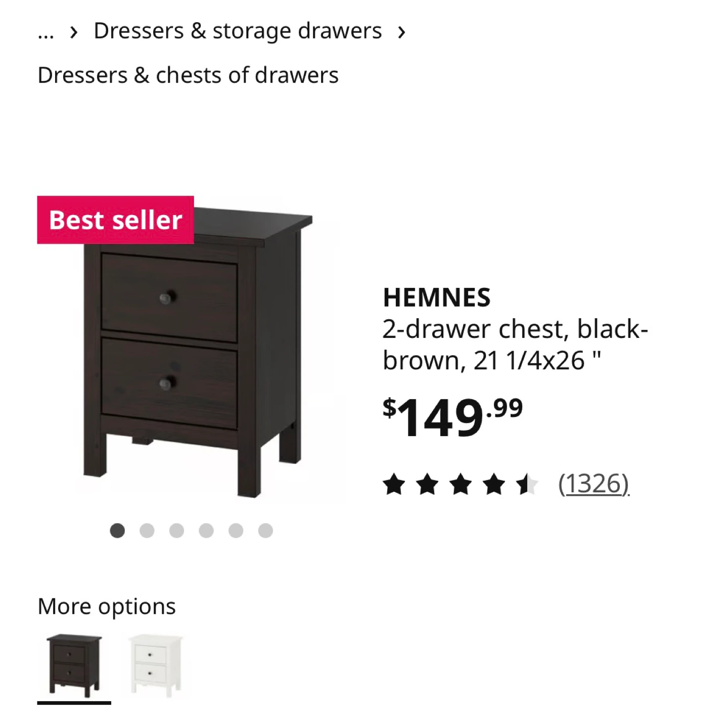 【HOLD】*Until Sunday!! IKEA HEMNES 2-Drawer Nightstand