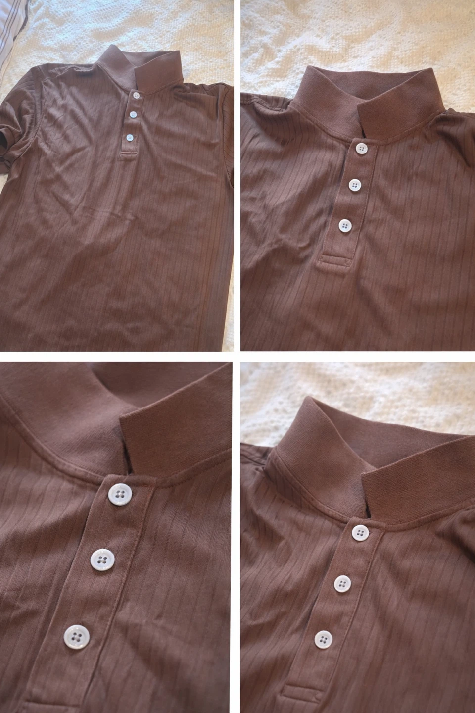 Brown Ribbed Polo Shirt