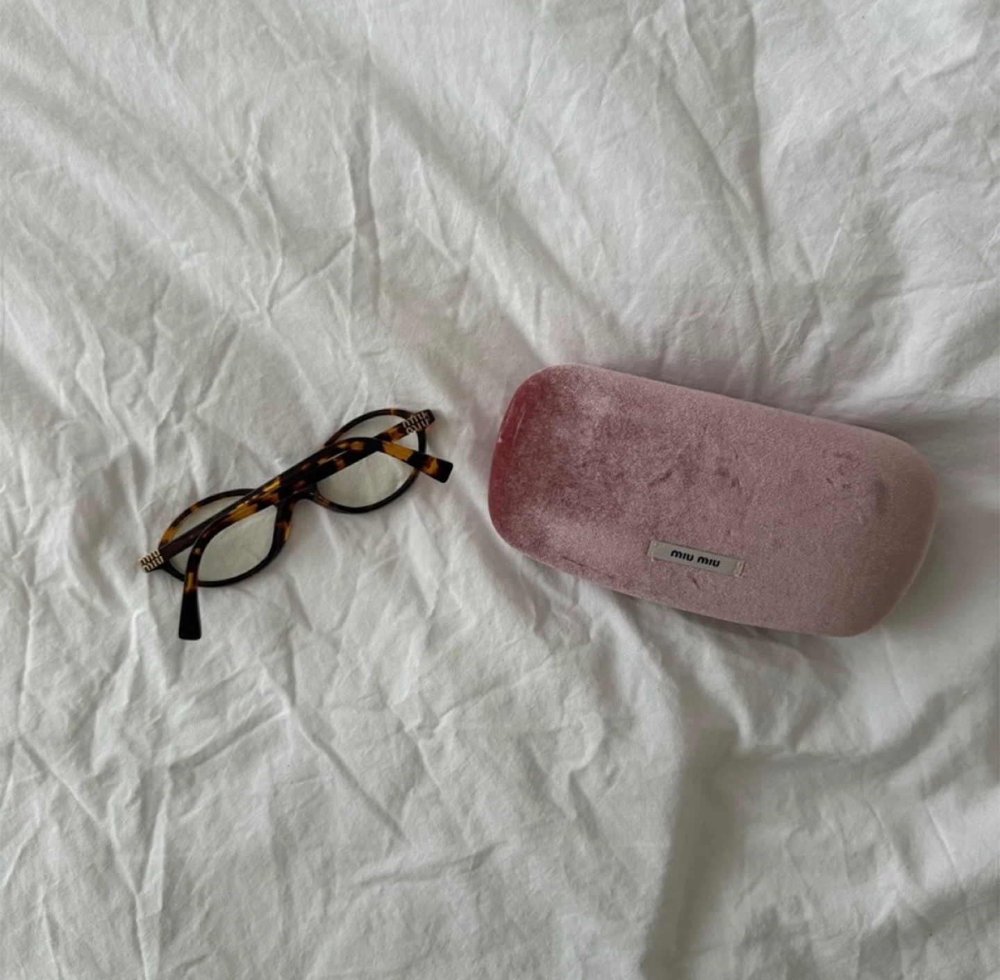 Miu Miu Tortoiseshell Oval Glasses with Velvet Case - photo 2