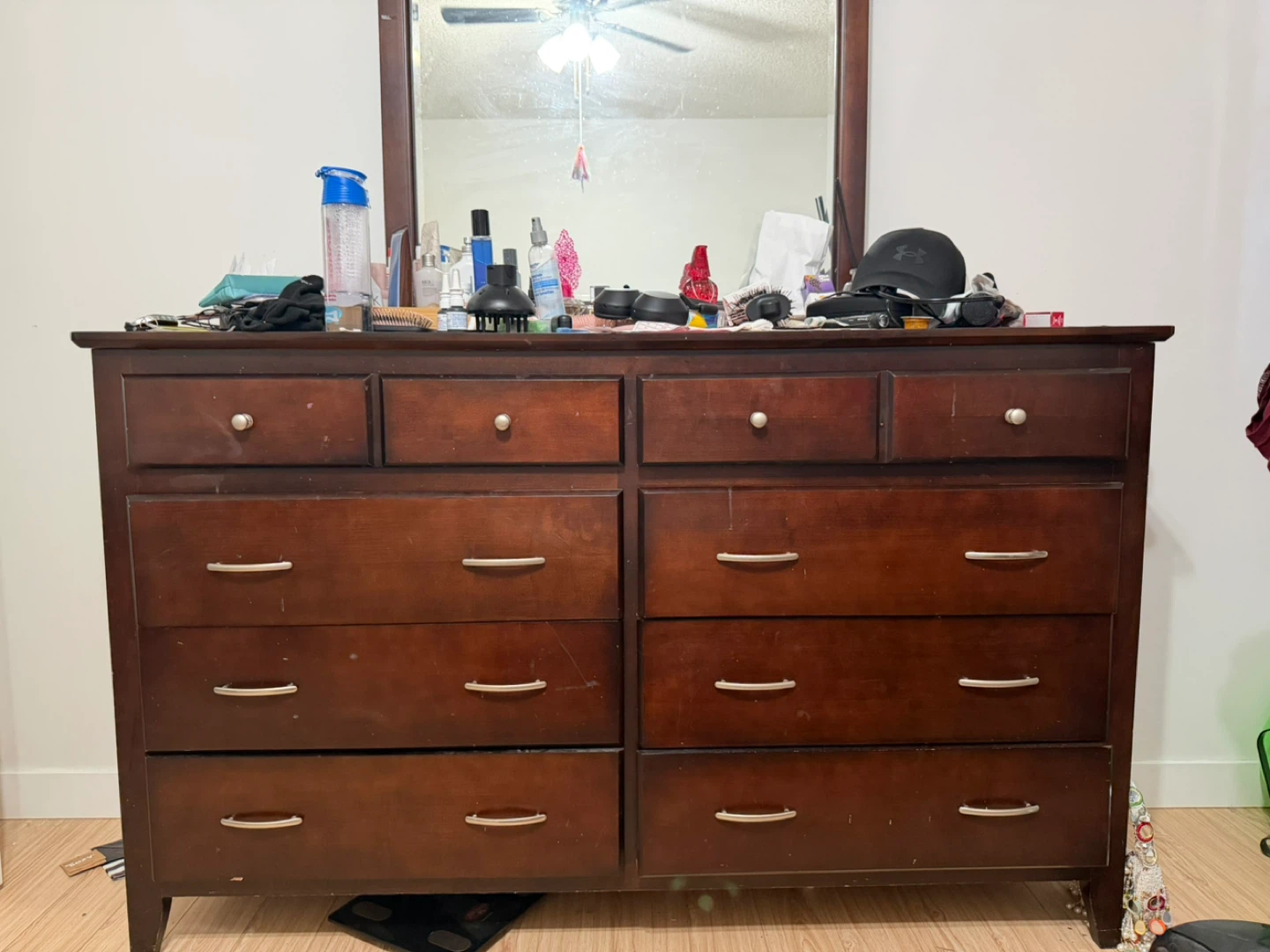 Dark Wood Dresser with 6 Drawers
