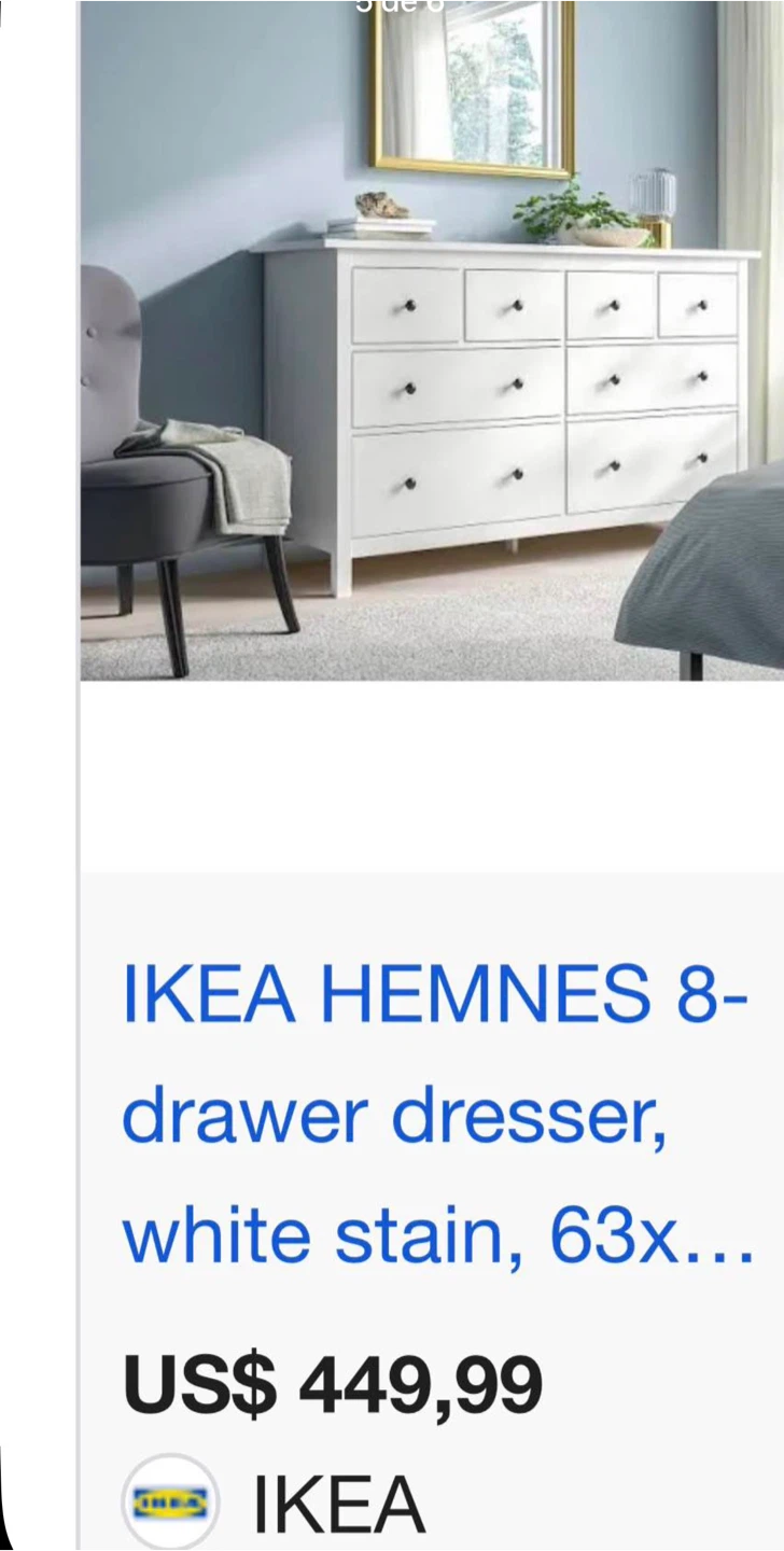 IKEA HEMNES 8-Drawer Dresser - White Stain - photo 5
