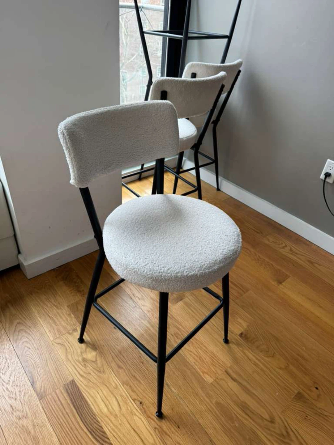 Boucle Bar Stools set of 4 - counter height bar stools
