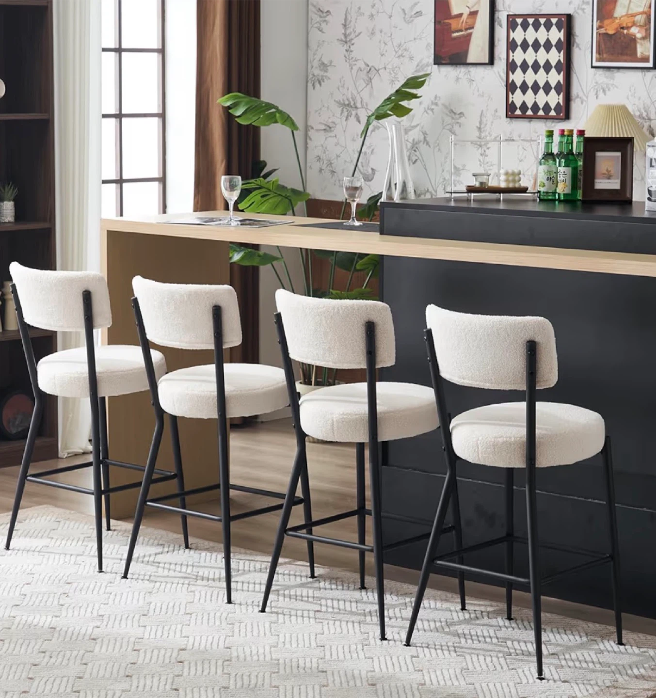 Boucle Bar Stools set of 4 - counter height bar stools - photo 5