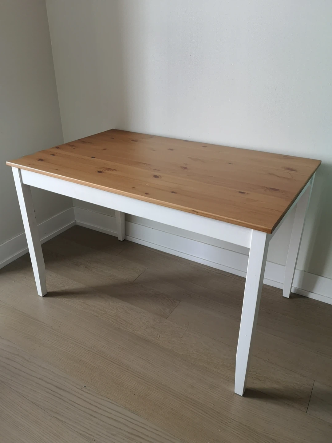 SALES! Ikea Lerhamn Pine Wood Dining Table with White Legs