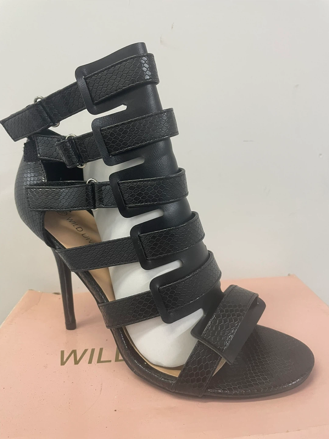 New Black Strappy Heels Size 10