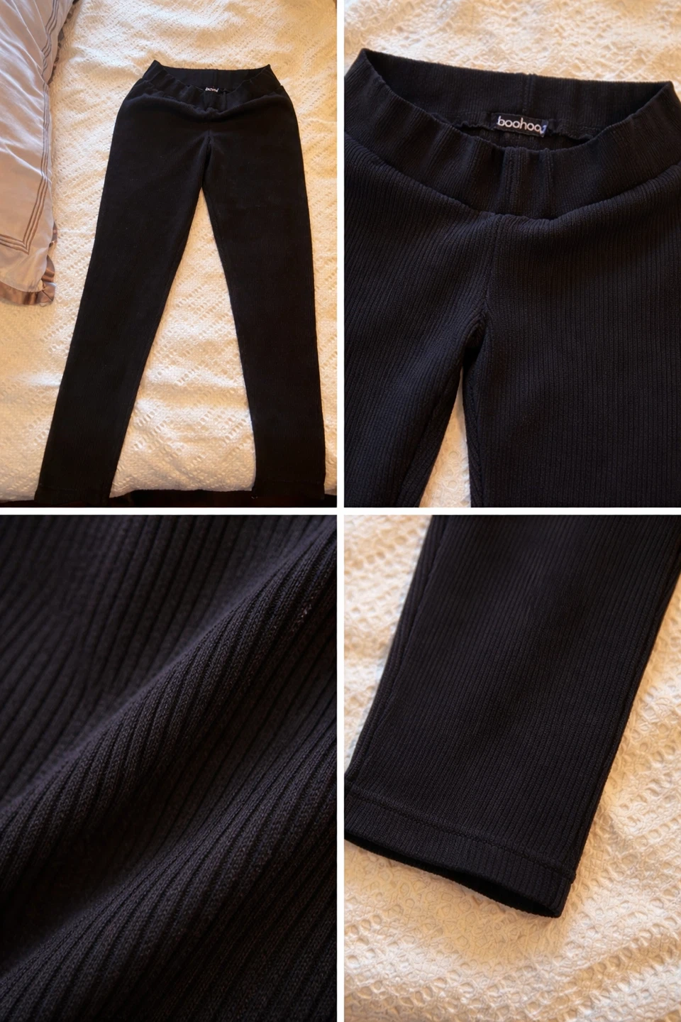 Boohoo Ribbed Black Leggings