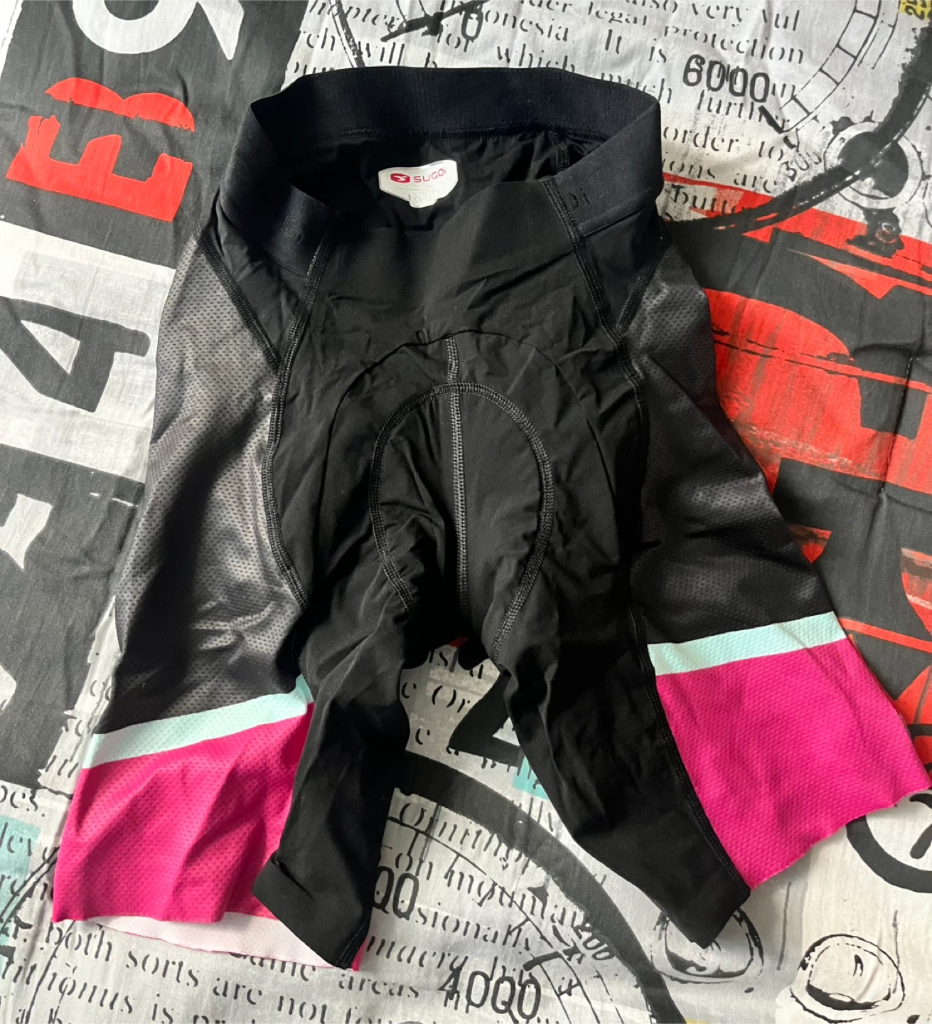 SUGOI Women's Cycling Shorts - Black/Pink/Teal - XS