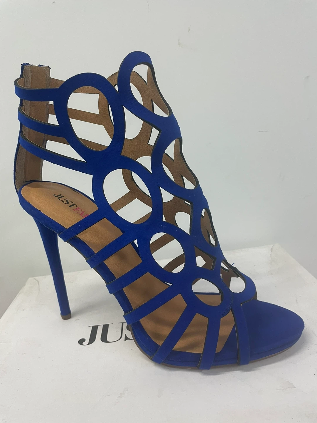 New JustFab Blue Strappy Stiletto Heels size 10