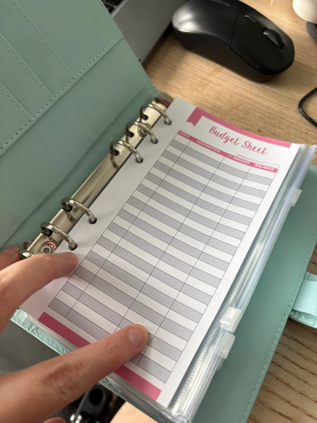 Mint Green Budget Binder with Labeled Pouches - photo 2