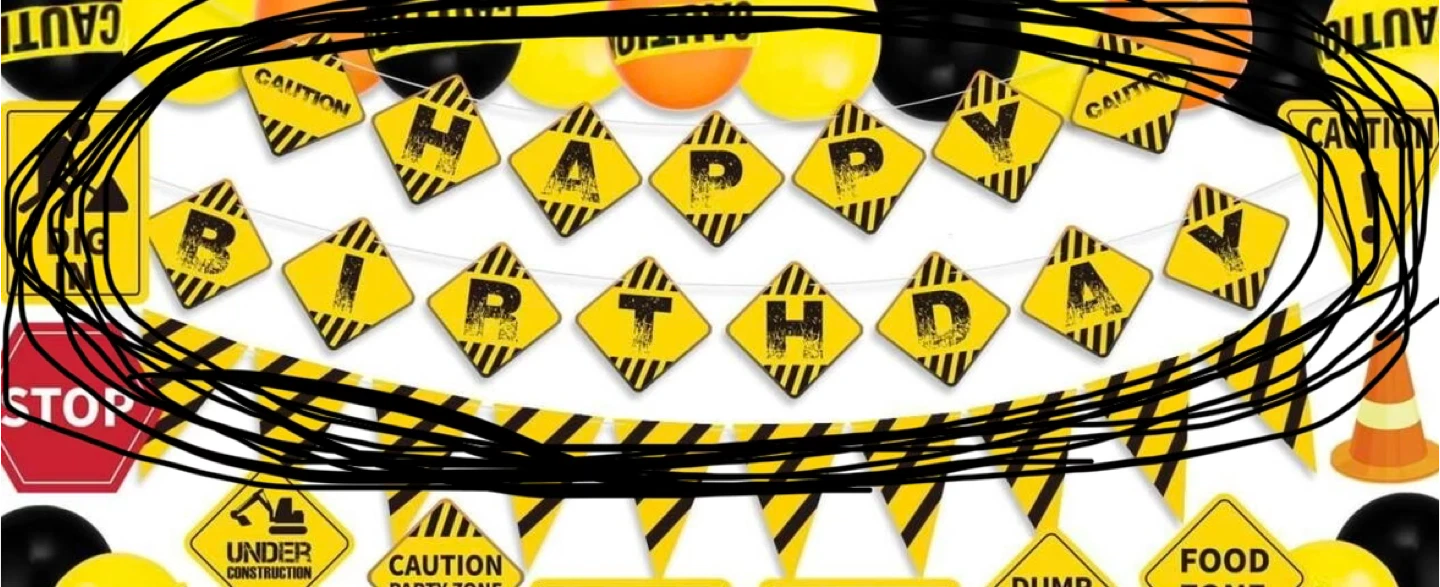 Construction Zone Happy Birthday Banner