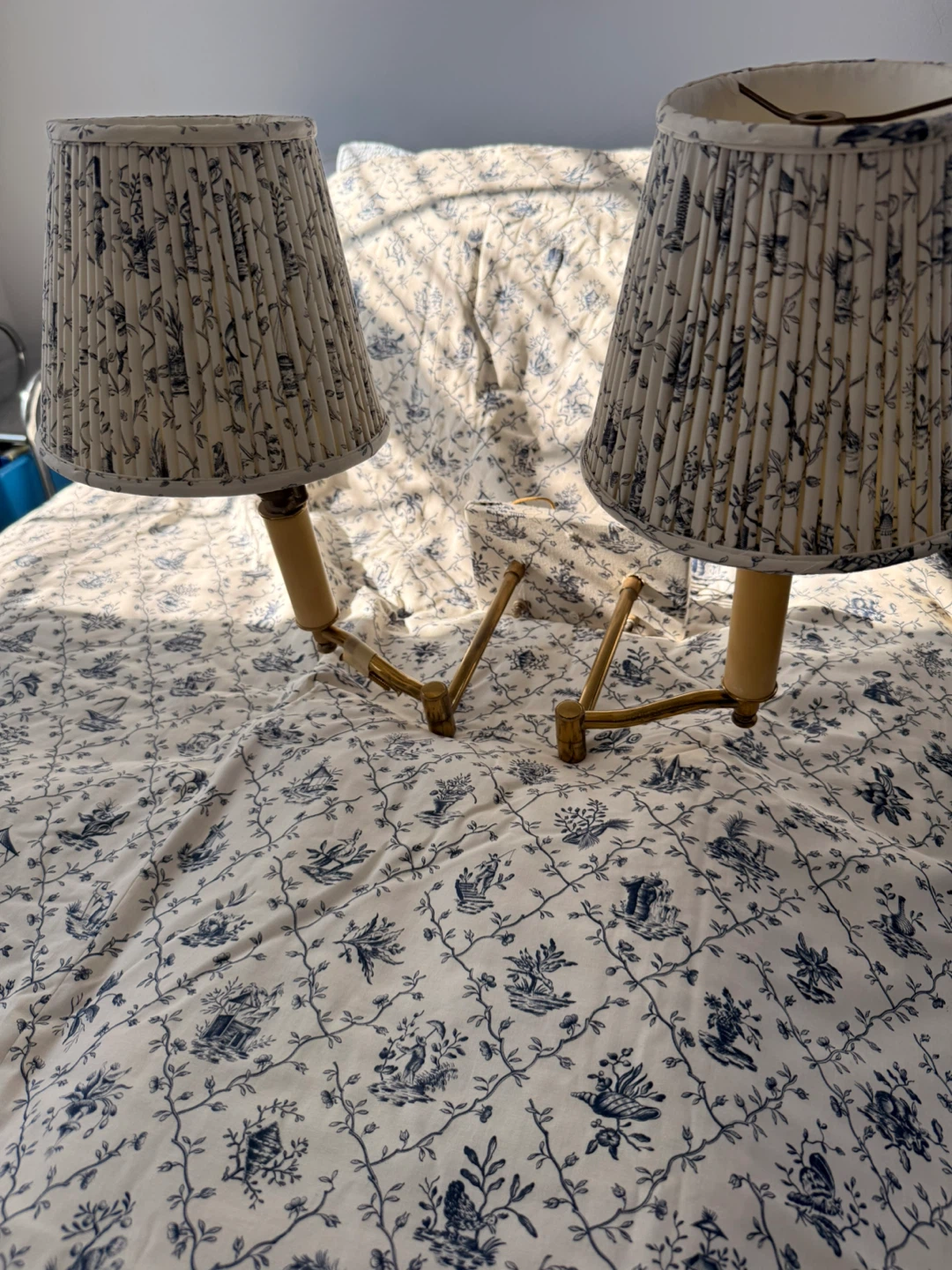 Pair of Vintage Sconces with Floral Shades - photo 2