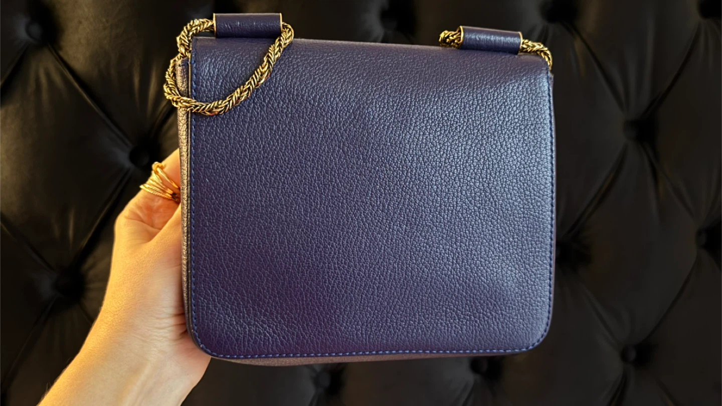 Authentic Chloe Small Purple Leather Bag with Gold Chain - photo 3