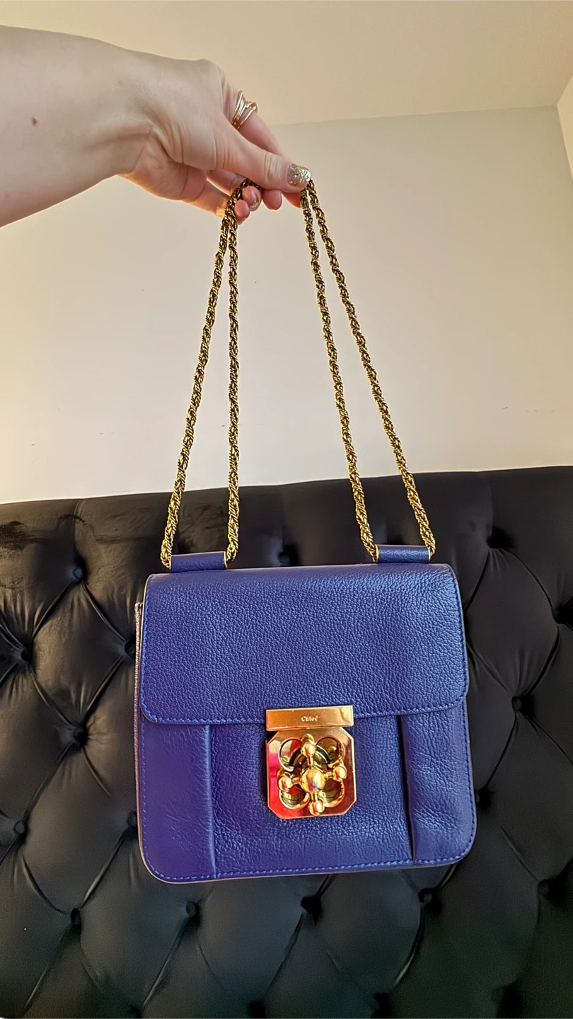 Authentic Chloe Small Purple Leather Bag with Gold Chain