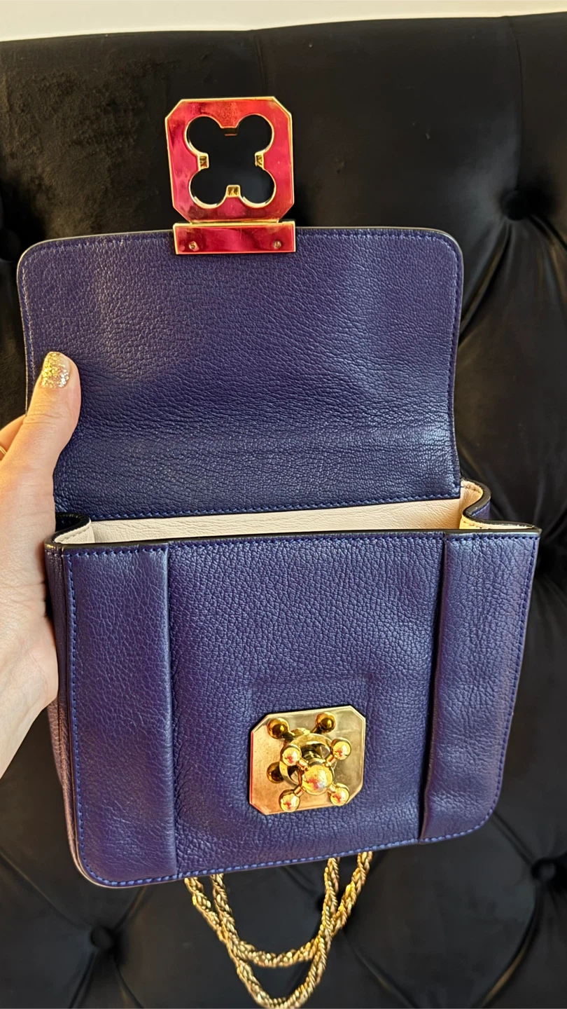 Authentic Chloe Small Purple Leather Bag with Gold Chain - photo 4