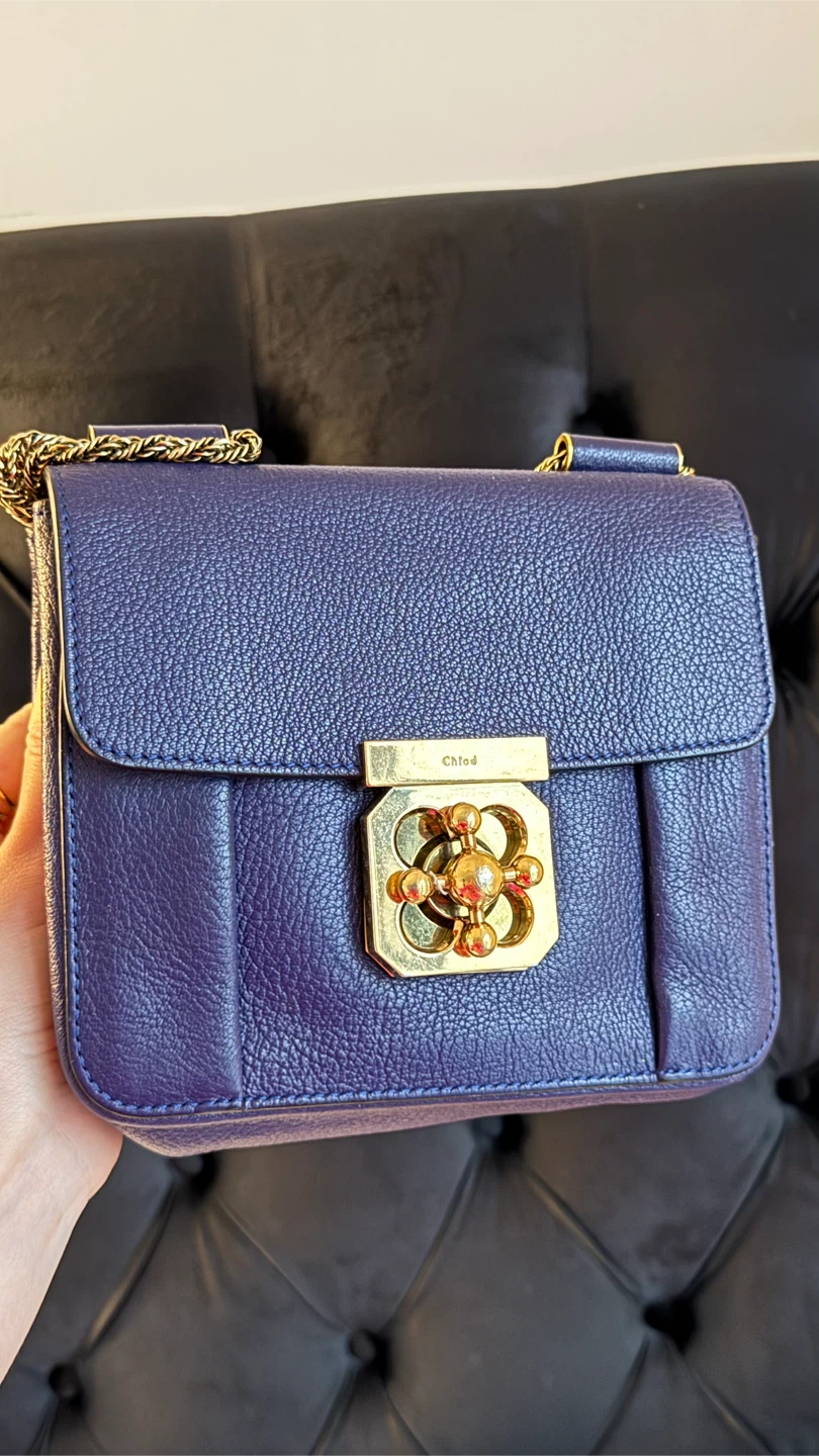Authentic Chloe Small Purple Leather Bag with Gold Chain - photo 2