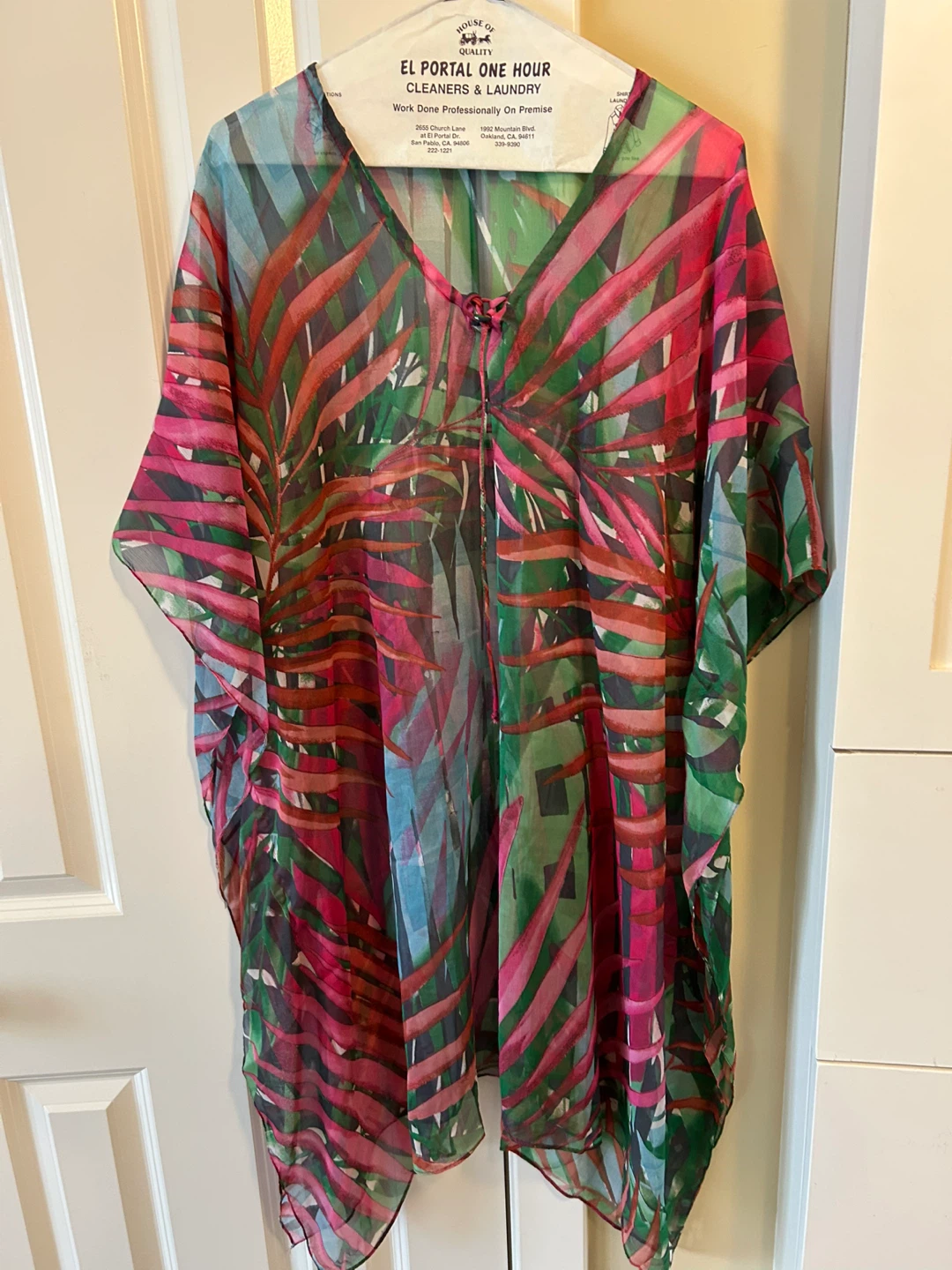 One Size Tropical Print Kaftan Cover-Up