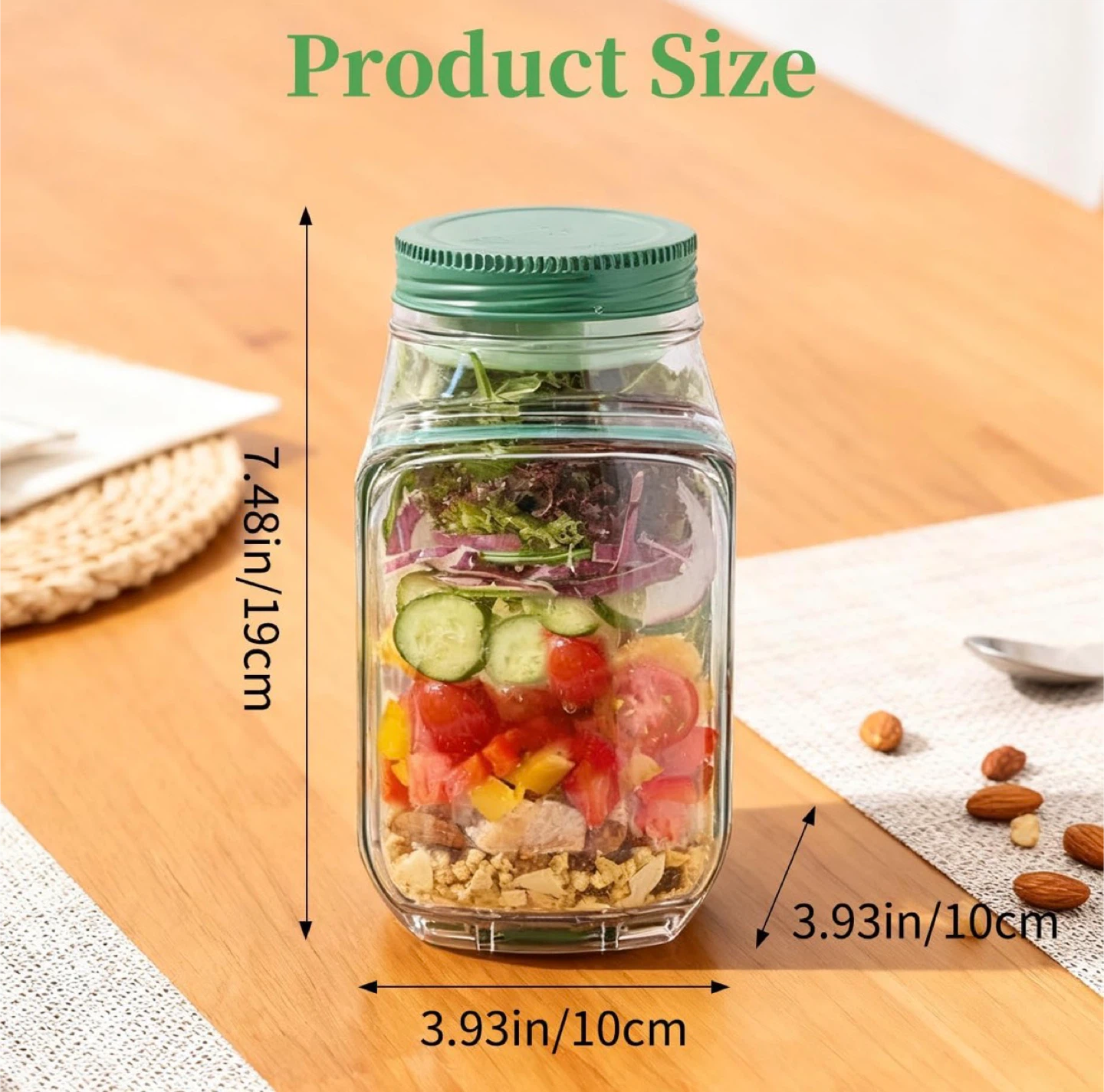 Mason Jar Salad Container with Sauce Box