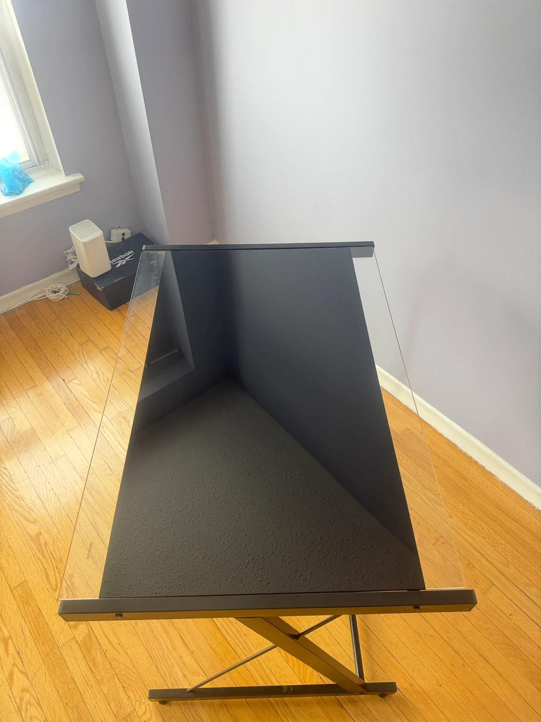 Black Glass Top Desk with Metal Frame - photo 5